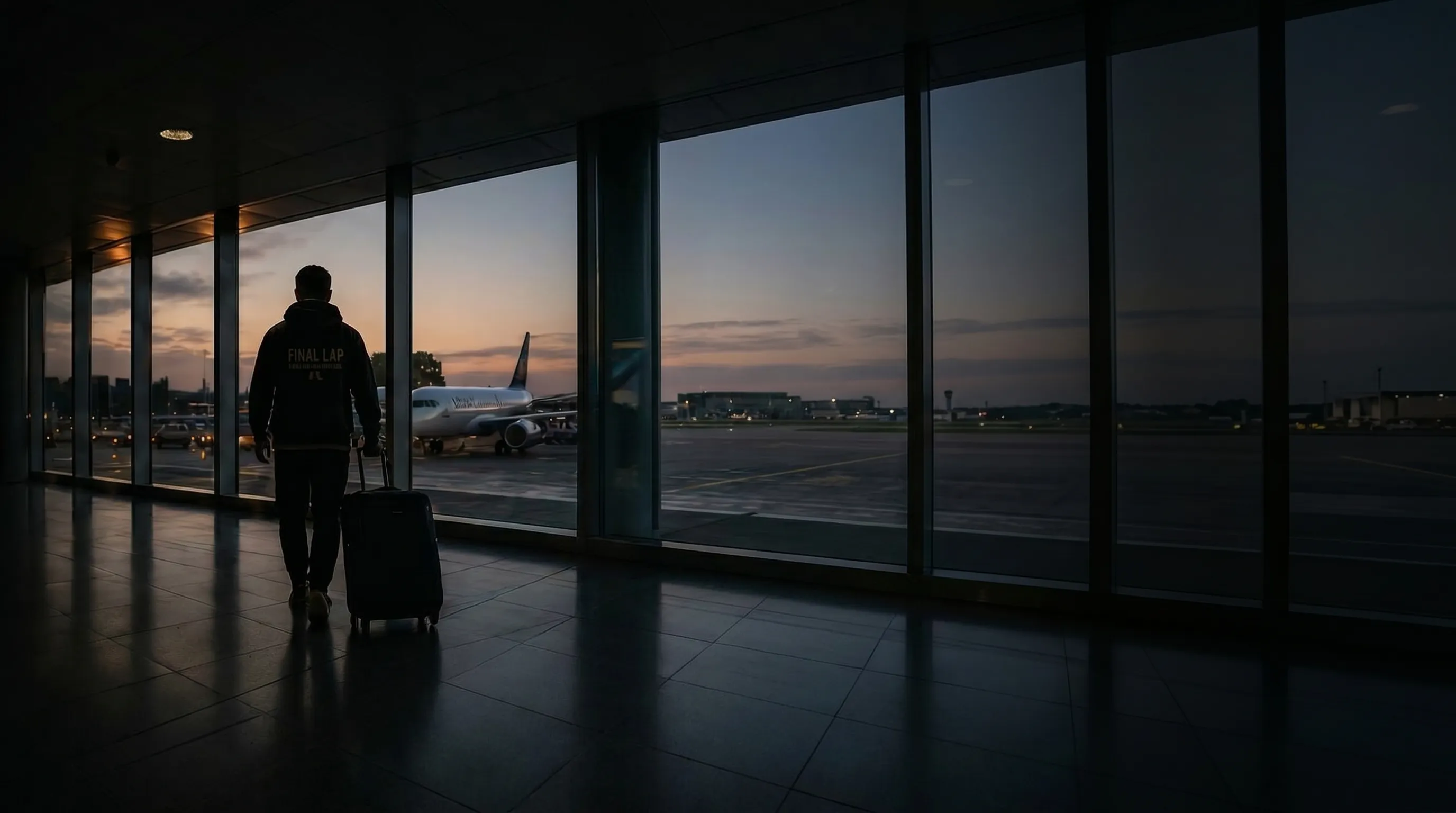 Final Lap founder at airport looking at runway