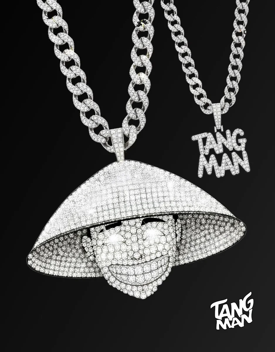 Final Lap graphic design — TANG MAN diamond pendant and chain logo