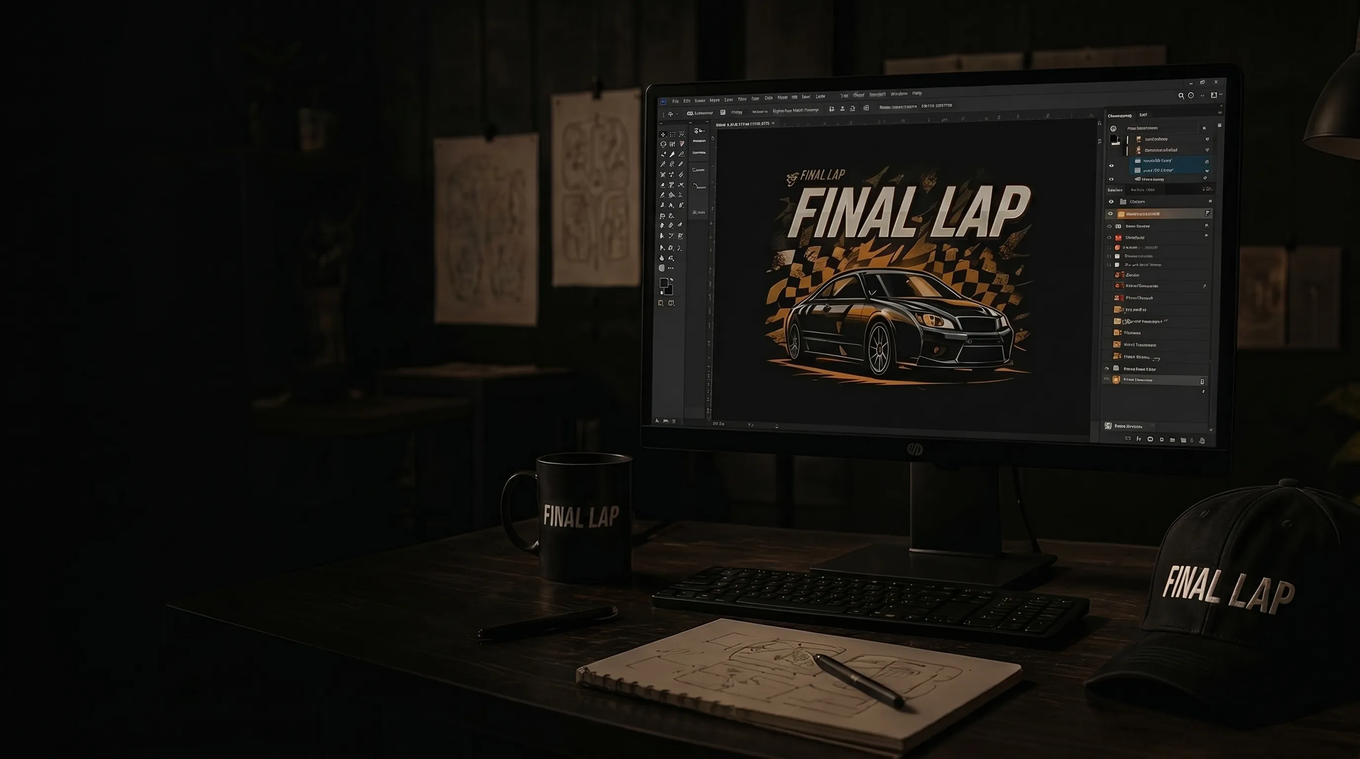 Graphic design work for clothing brand at Final Lap