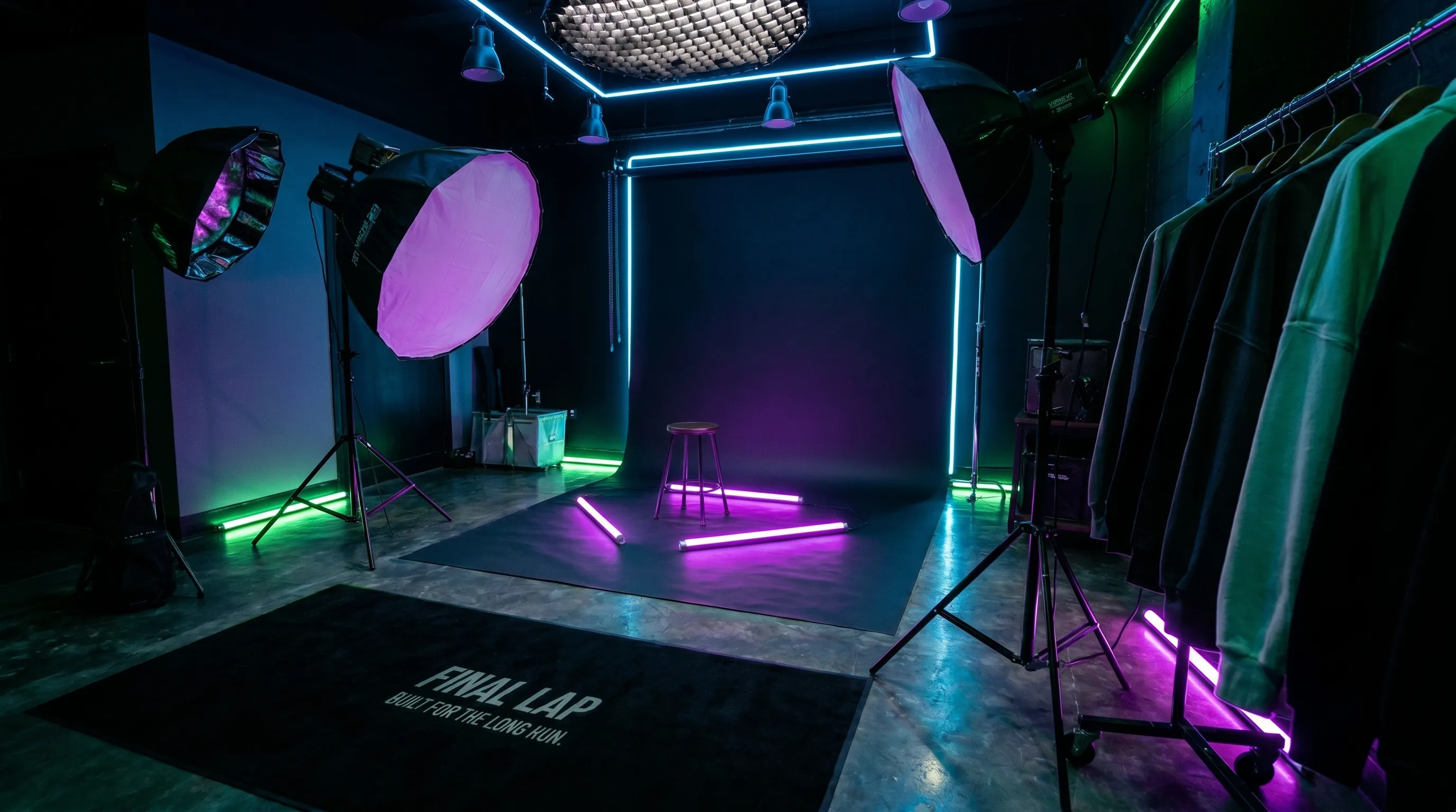 Final Lap studio white backdrop shooting area
