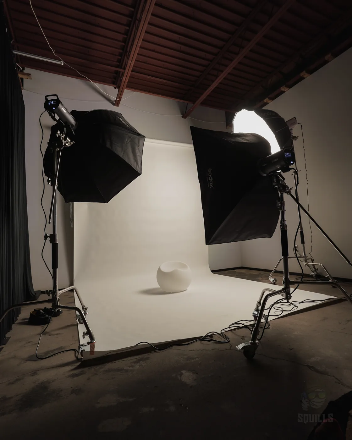 Final Lap studio white cyclorama with professional softbox lighting